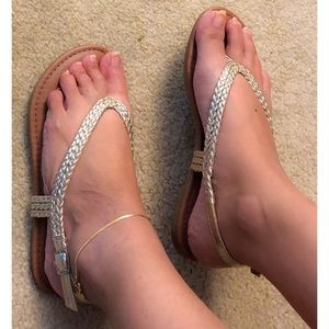 Madden Girl Gold metallic flat gladiator sandals